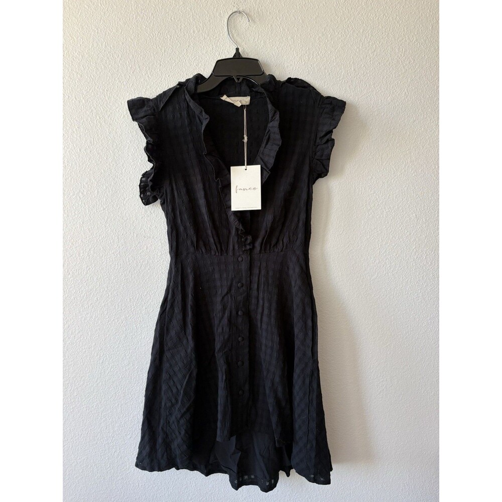Fanco Women’s Black Sleeveless Button Up Dress Size Small NWT